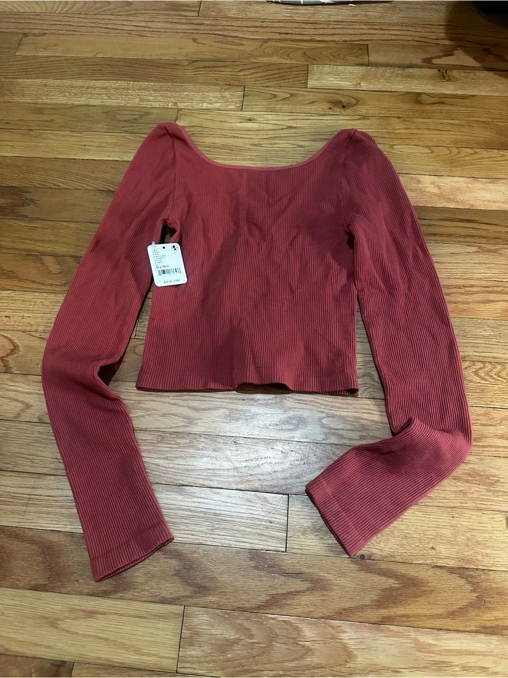 NWT Free People Intimately Meg Seamless Long Sleeve Ribbed Crop Top Stretch M/L